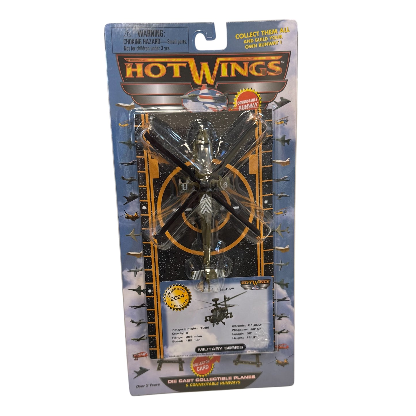 Hot Wings AH-64 Apache Diecast with Runway