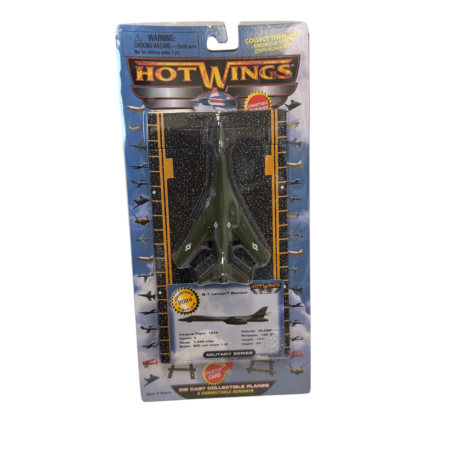 Hot Wings B-1 Lancer Bomber Diecast Plane with Runway