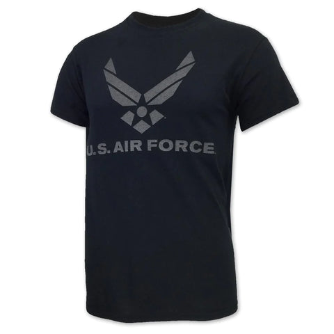 USAF Black PT T-Shirt Reflective Logo
