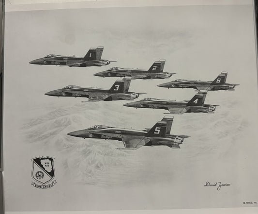 Blue Angels #1 Black & White 16" x 20" Print