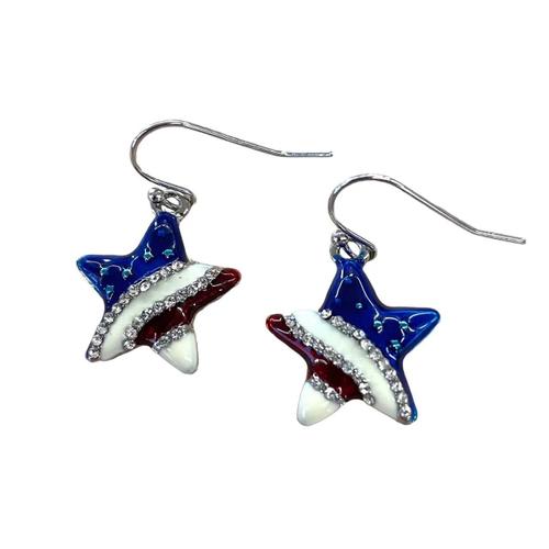 Star Earrings Red White Blue