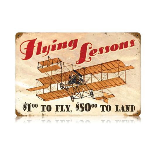 Flying Lessons Vintage Metal Sign