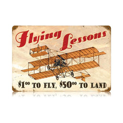 Flying Lessons Vintage Metal Sign