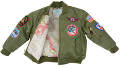 Youth Toddler Green MA-1 Flight Jacket with Patches