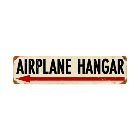 Airplane Hangar Left Metal Sign