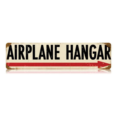 Airplane Hangar Right Metal Sign