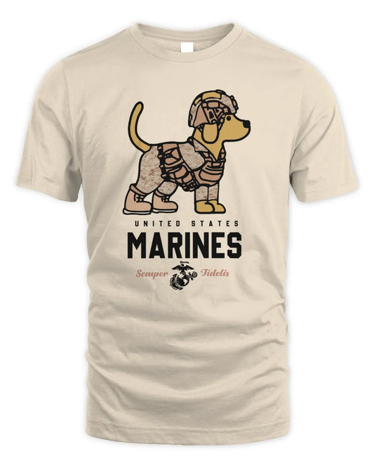 Marines Pup T-shirt Sand Youth