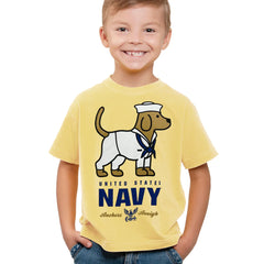 Navy Pup T-shirt Yellow Youth