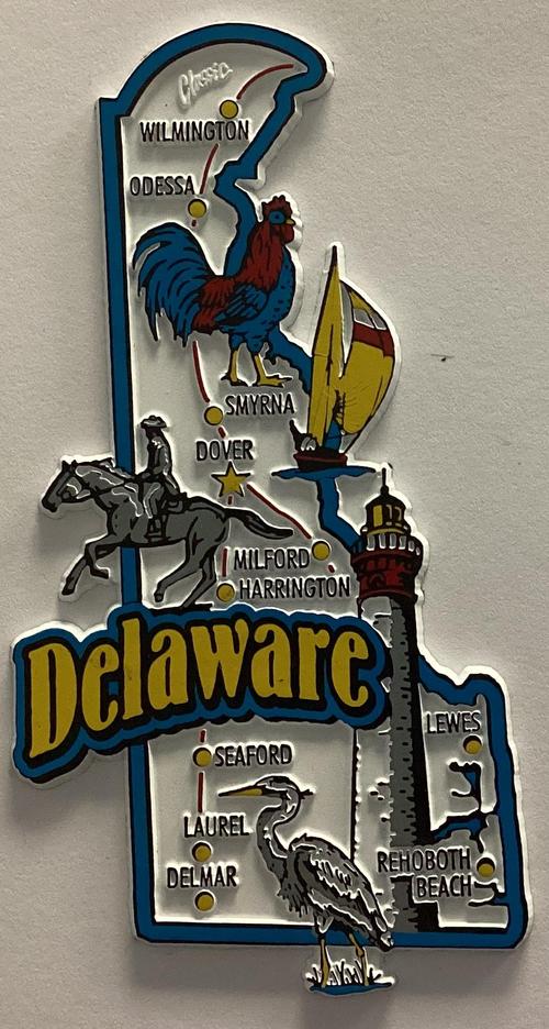 Delaware Magnet State map with Chicken
