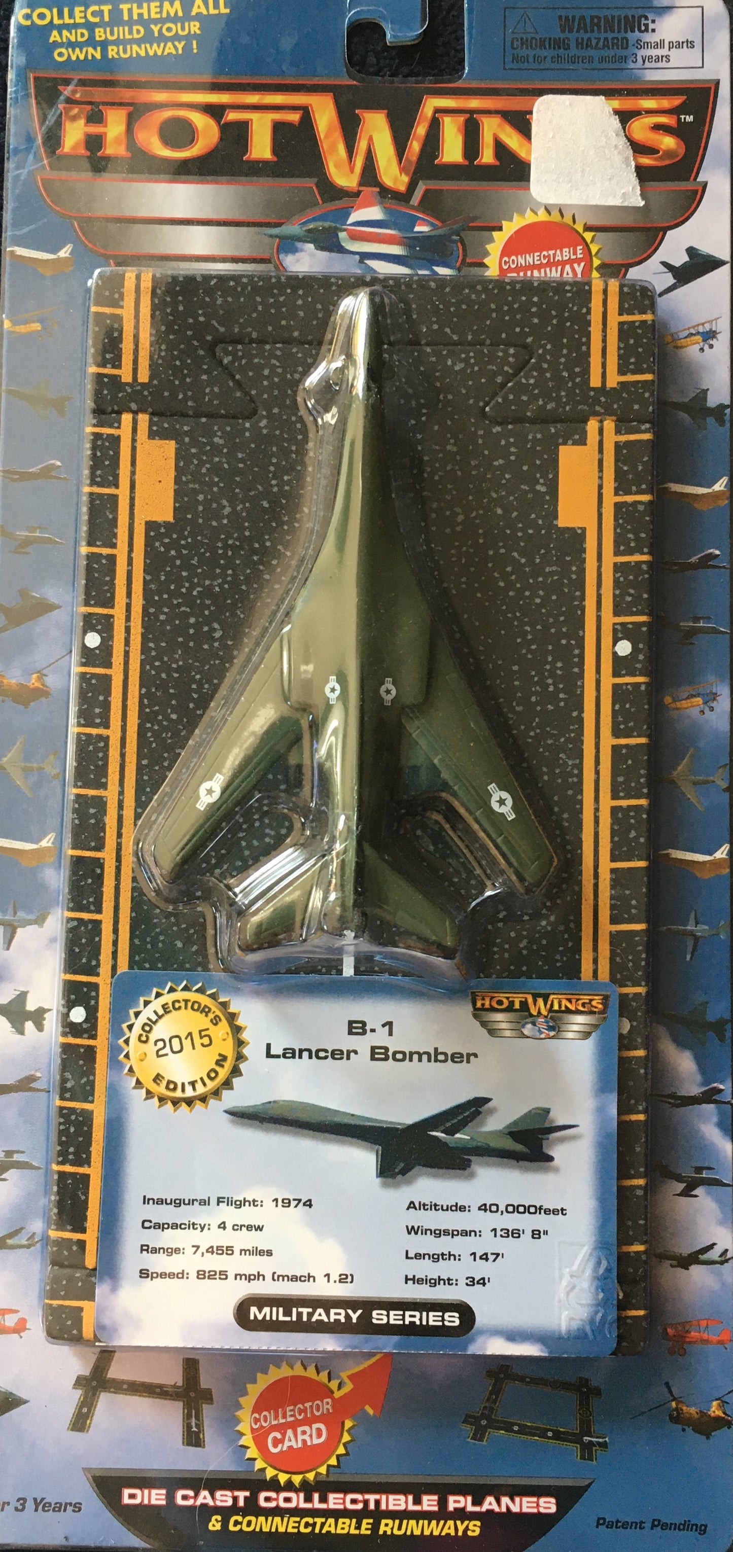 Hot Wings B-1 Lancer Bomber Diecast Plane with Runway