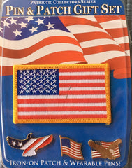 US Flag Pin and Patch Set