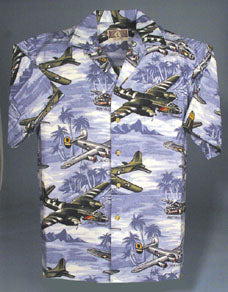 Blue Lagoon Hawaiian WWII Bombers Shirt